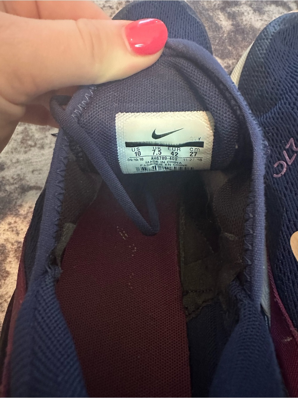 Nike Women’s Air Max 270 — Navy with Burgundy Accents - Picture 9 of 9